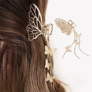 New - Butterfly Gold Dangle Hair Claw